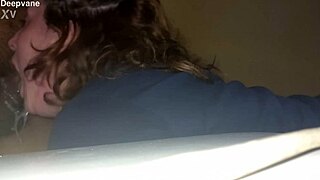 Blonde girlfriend boldly deepthroats cock in thong