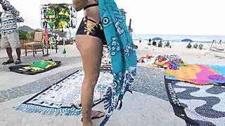 i flash my sexy milf body in a mini short while walking in copacabana, getting stared at by guys.