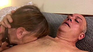 Granny Carmen Angel's slutty deepthroat on black cock close-up