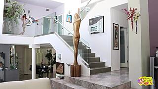 Brunette Milf Gets Wet Tanning Nude Outdoors, Aching To Lick Redhead's Ass And Pussy