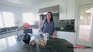 Busty milf Brooke fucks in kitchen