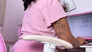 Curvy Girl Working Eating And Farting