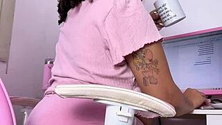 Curvy Girl Working Eating And Farting