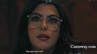 Scarlett Mae and Chanel Camryn Cuntsway Licking Pussies in Cinema 😍