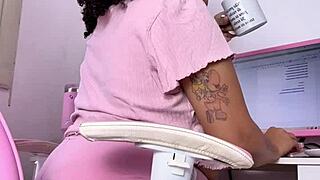 Curvy Girl Working Eating And Farting