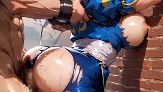 Batgirl and Chunli AI in rough action scene.