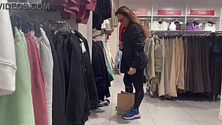 Round Latina Booty Visible Through Tight See-Thru Leggings In Voyeur Scene