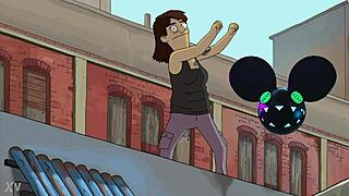 The Dancing Person From The Bobs Burgers Movie Bridged By A Lightwave - Deadmau5