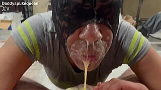 Ebony slave puking orange creamsicle milkshake and sloppy rimming