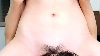 Shy amateur girl rides face in homemade domination, her small tits exposed