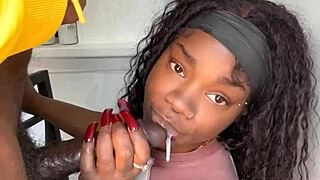 11 inch cock stepbrother gets blowjob from evil eater keisha minaj cumshot, pov hardcore.