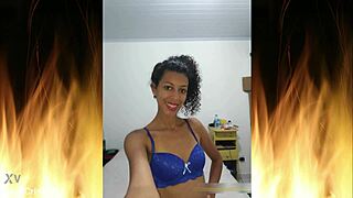 beautiful brunette flashing in lingerie