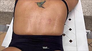 Hey, petite teen seduces stepbrother at pool, then fucks in living room! 😏