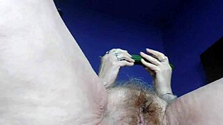grandma fucking her hairy pussy with a cucumber