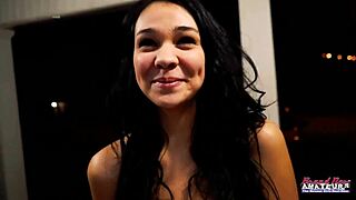 I am sexy coed Sabrina sucking dick and getting banged in doggy.