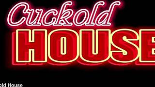 cuckold husband watches wife in threesome on bed