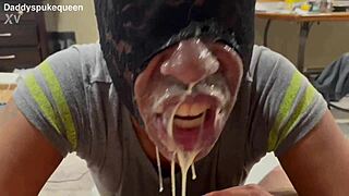 Ebony slave puking orange creamsicle milkshake and sloppy rimming