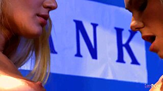 blondes in stockings are fantastic looking as they lesbo fuck and cum together