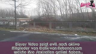 german teen pisses publicly into a handbag in homemade pov