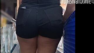 Spying on hot blonde in the market.