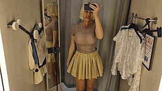 sexy try on haul with transparent clothes at the mall