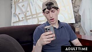 Lauren Phillips catches scrawny stepson masturbating and gets huge rough creampie