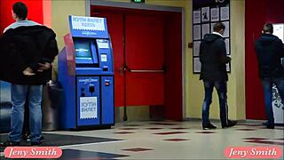 undressing in movie theatre stairways, flashing panties and getting caught 😏