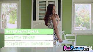 All natural Janeth Tense poses in dress, then undresses to show hot naked body