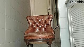 hey, check me out hauling this armchair into the bathroom to jerk my monster cock