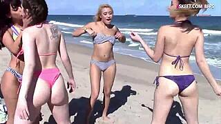 wanna see slutty teens flashing asses at beach?