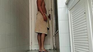 hey, check me out hauling this armchair into the bathroom to jerk my monster cock