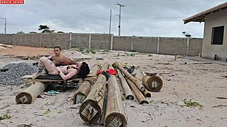 What a shock when carpenter gets paid with wild threesome from Brazilian bbw whores ripping clothes for anal fun!