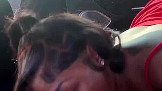 hey, watch ebony stud get sloppy blowjob by the lake