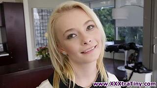 hey there, this tiny blonde is all about sucking on that massive cock in high def 😏