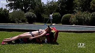 i feel so ecstatic as this busty redhead gets fucked hard by the pool boy