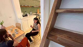 Camera captures a wife being unfaithful with her best friend's partner in a sensual lesbian encounter filled with kissing, fingering, and female ejaculation moments.