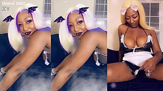 Hey, check out this ebony maid cleaning the house in a sexy thong