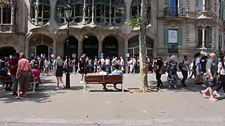 Explosive European blonde hits Barcelona streets for wild public party fuck with Victor Bloom!