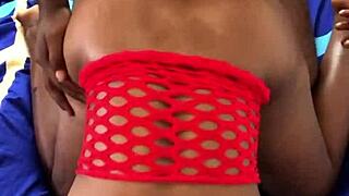 hot black babe moans passionately while getting fucked doggystyle by big black cock in homemade quickie.