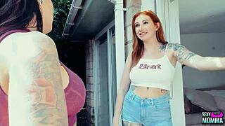 Why trust sexy redhead milf with shaved pussy toys and oral action in brunette teen encounter?