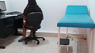 The nursing student is in the practice room she feels like a slut on the couch