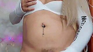 Transsexual White Beauty Masturbates Cock