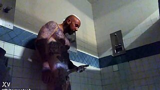 hey that prison solo masturbation got so wet with huge cumshot on my tattooed big cock outdoors