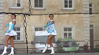 Two Cheerful Majorettes