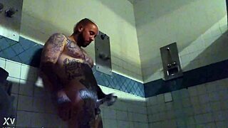 hey that prison solo masturbation got so wet with huge cumshot on my tattooed big cock outdoors