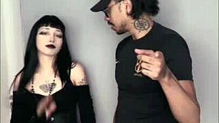 Skinny goth pawg babe contrasts with intense interracial buttplug action backstage