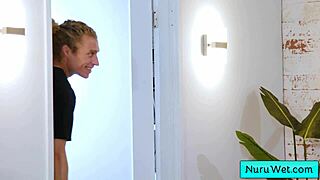 i love giving wet nuru massage to michael vegas, my hot brunette body sliding all over