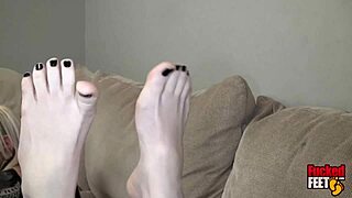 I adore how small boobed babe sierra cure gets her tiny feet worshiped and fucked on the sofa
