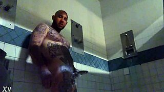 hey that prison solo masturbation got so wet with huge cumshot on my tattooed big cock outdoors