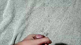 Why not cum hard while moaning solo? he asks with skinny body on display.